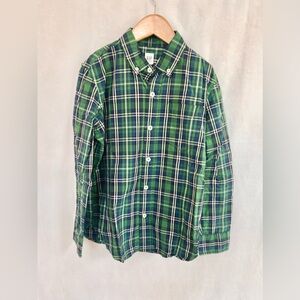 Gap Kids Button Down Shirt Boy MEDIUM 8 Long Sleeve Plaid Green Blue EUC